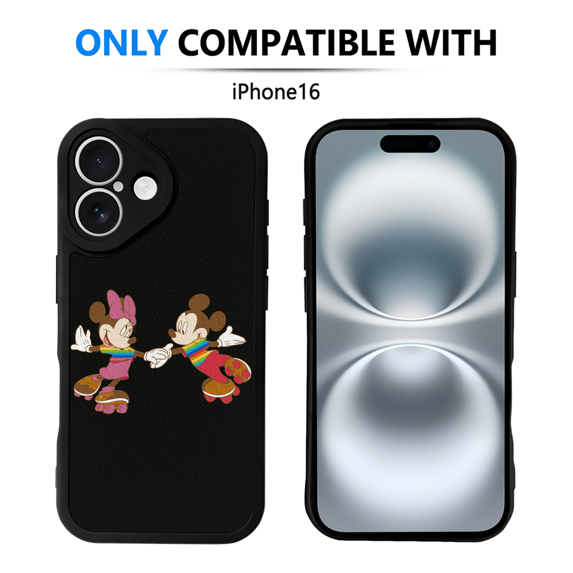（画像用） ミッキーマウス Mickey Mouse 【iPhone 16シリーズ対応】シリコンスマホケース（レザー調） 材質：シリコン